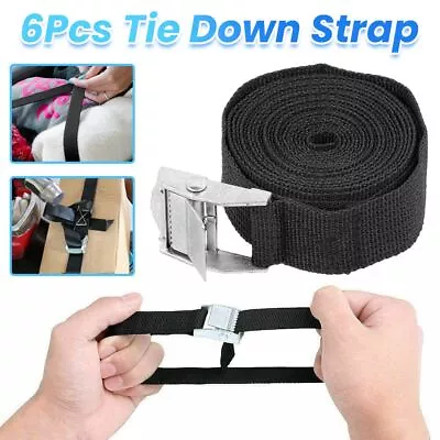 6 Packs Lashing Straps Cargo Luggage Tie Down Cam Buckle Roof Rack 2.5m X 25mm • £8