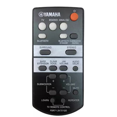 $11.98 • Buy New FSR71 ZK72120 For Yamaha Sound Bar Remote Control YAS203 ZK721200 YAS-CU203