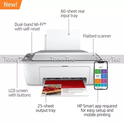 $95.35 • Buy HP Deskjet 2722 All-in-1 Wi-Fi Printer/Copier/Scanner+AirPrint #67 Ink (7FR60A)