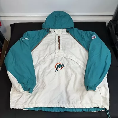 Men’s Reebok On Field Miami Dolphins Jacket XL Fleece Lined Hooded 1/2 Zip • $45