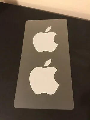 2x Medium -White Genuine Apple Logo Decal Metallic Sticker- IPhone / IPad / IMac • £3