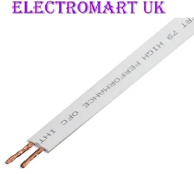 79 Strand Ofc Flat 10mm X 1.7mm Speaker Cable Wire 20m Pure Copper Conductors • £19.98