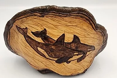 Hand Carved Orcas 6  X 4.5  Conk Shelf Fungus Mushroom Vtg Signed • $48