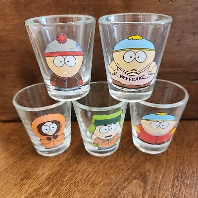 5 SOUTH PARK 2  Shot Glasses Cartman Kenny Stan Kyle Comedy Central 1998 Set Lot • $59.99