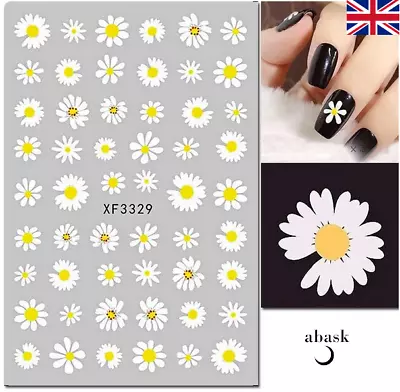 Nail Art Stickers Daisy Self Adhesive Spring Summer Flowers Floral Fern Daisies • £2.69