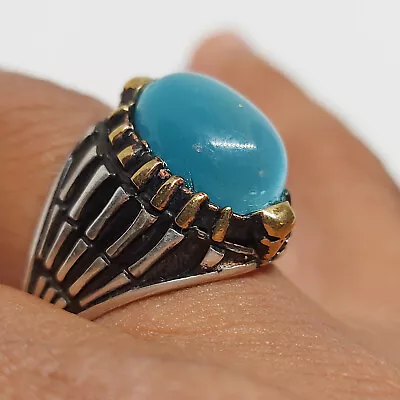 VTG Sterling Silver 925 Blue Cats Eye Stone Men Ring Biker Jewelry US SIZE 11.50 • $33