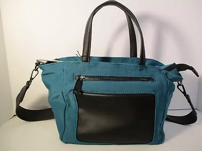 Kenneth Cole NY Tote Delancey Nylon Top Zip Visual Storage Turquoise Green Black • $23.99