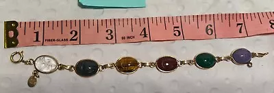 Vintage Multi-color Stone/glass Gold Scarab Tennis Bracelet About 7 Length • $3.25