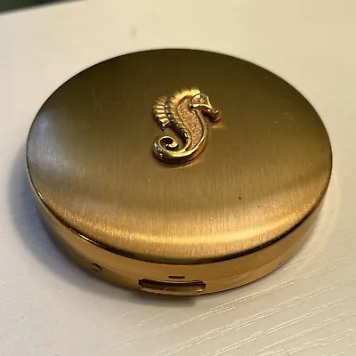 Vintage Volupte Compact Gold Tone Round 2 3/4  In Diameter W/powder Seahorse • $17.99