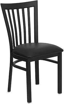 10 PACK Black School House Metal Restaurant Chair With Black Vinyl Seat • $1149.95