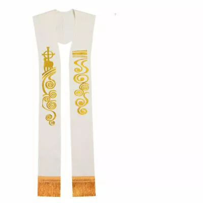 Clergy  IHS Stole Church Priest Pastor Catholic Lamb Embroidery With Fringes • $23.99