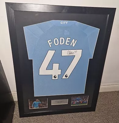 Hand Signed Framed Phil Foden #47 Manchester City Home Shirt + COA • £179.99