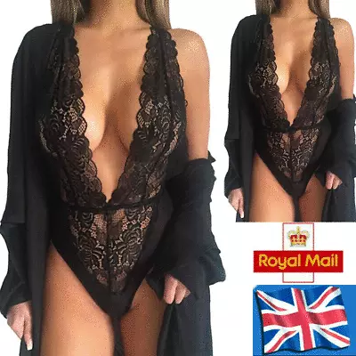 UK Women Lace Nightgown Crotchlace Bodysuit Lingerie Set Sexy UnderwearNightwear • £3.58