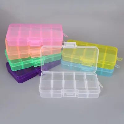 £2.70 • Buy 10 Plastic Jewelry Storage Box Separated Adjustable Bead Earrings Box Container