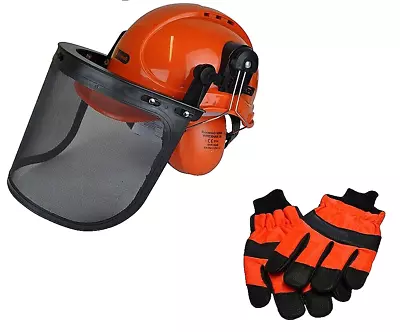 RocwooD Chainsaw Forestry Safety Helmet Hard Set And Large Gloves Size 10 • £29.99