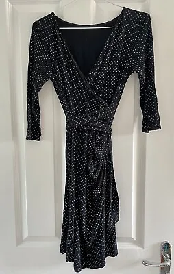 £5 • Buy M&S Black Jersey Polka Dot Maternity/Breastfeeding Dress Size  10