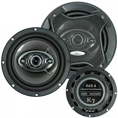 2) Audiotek K7 6.5  400 Watt Max 3-Way Car Audio Coaxial Speakers - K654 -Black • $37.99