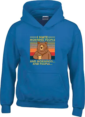 I Hate Morning People And Mornings People Camping Bear Hoodie Unisex Pets Hood • £24.99