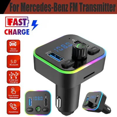 For Mercedes-Benz Bluetooth Car FM Transmitter Adapter Wireless MP3 USB Charger • $8.54