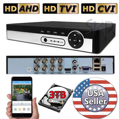 Sikker 8 Channel Cctv DVR H.264 H.265 Camera System 1080P With 3TB Hard Drive • $137.74