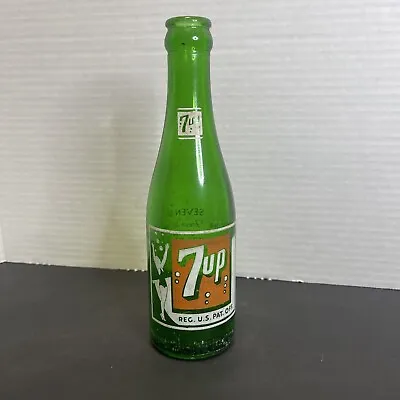 Vintage 7-Up Green Glass Beverages Soda Pop Bottle 7 Fl. Oz. • $7