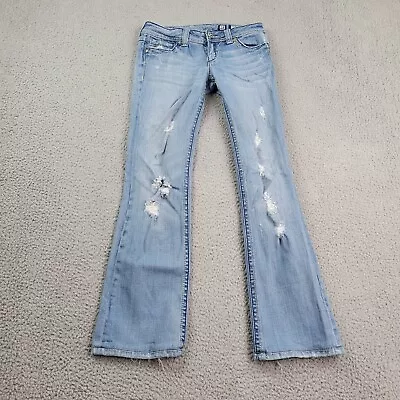 Miss Me Jeans Womens 28 (meas 30x31) Blue Bootcut Distressed Denim JP4369CE-2 • $25.88