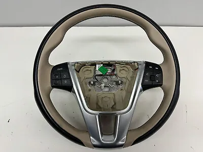 11-18 Volvo S60 Beige/Black Leather Steering Wheel 31418285 • $45