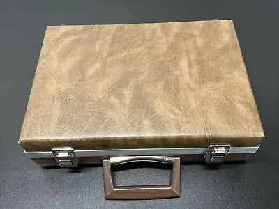 VTG 30 Tape Cassette Case Storage Brief Case Double Latch Faux Leather Brown • $53.36