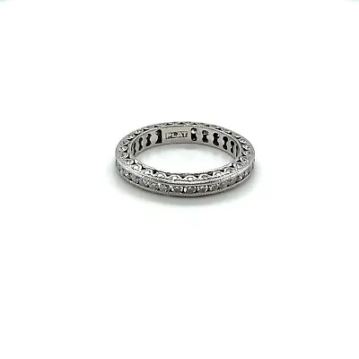 TACORI PLATINUM DIAMOND ETERNITY BAND WITH MILGRAIN EDGES Size 5.5 • $3450