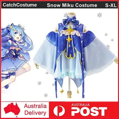 VOCALOID Snow Miku Hatsune Star Princess Dress Fancy Cosplay Costume Book Week • $51.95