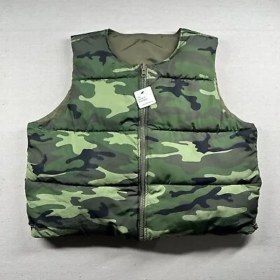 EPTM Camo Vest Mens L Puffy Tactical Camouflage Full Zip Reversible Bubble Olive • $39.99