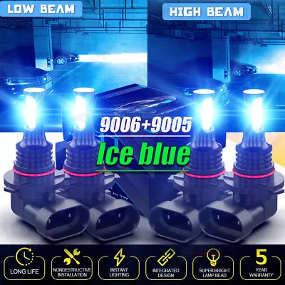9005 9006 LED Headlights Kit Combo Bulbs 8500K High Low Beam Super Blue Bright • $26.39
