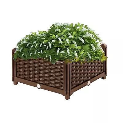 Brown Raised Flower Bed Rattan Effect Garden Fence Planter Lawn Edging Pot  • £13.29