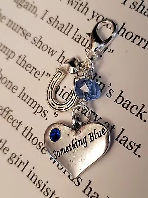 £4.50 • Buy Something Blue Bride / Bridal Wedding Charm - Good Luck Gift - Heart & Horseshoe