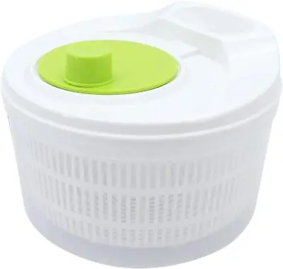 Large Salad Spinner Vegetable Veg Leaf Dryer Drainer Colander Plastic Bowl • £8.99