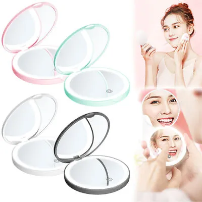 Compact Makeup Mirror1X/10X Magnifying LED Lighted Travel Makeup Mirror Portable • £7.99