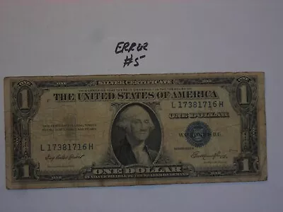 1935 Note One Dollar Bill Blue Seal Silver Certificate Error Note Lot #5 • $7.95