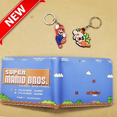 Mario Wallet + Mario & Bowser Keychains 🍄 Super Mario Bros 🍄 Video Game Wallet • $7