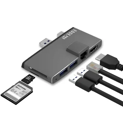 $56 • Buy Mbeat Edge Pro Multifunction USB-C Hub For Microsoft Surface Pro 5/6 Metal Grey 