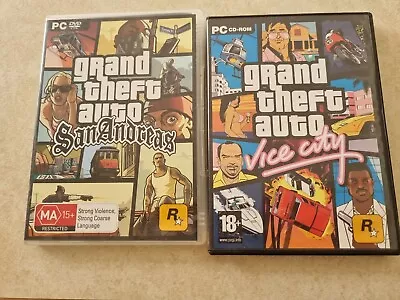 Grand Theft Auto San Andreas AND Vice City PC CIB - TESTED AND WORKING VGC • $39.95