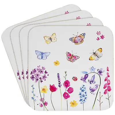 £3.55 • Buy Set Of 4 Coasters Butterfly Garden Floral Dining Coffee Table Mats