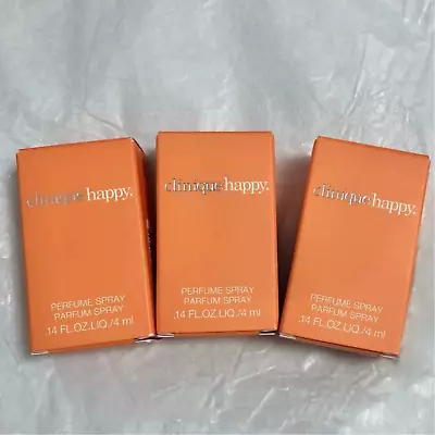 Lot 3 X Clinique Happy Perfume Eau De Parfum Sample Size Spray 4ml / 0.14oz NIB • $13.99