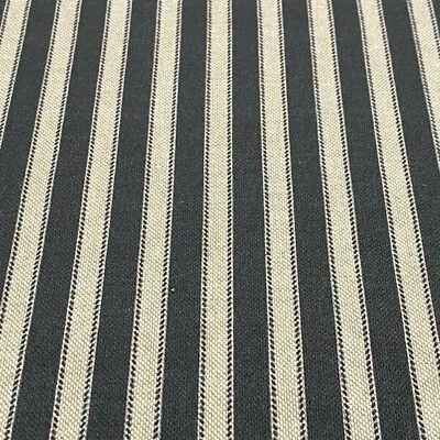 Harlow Ticking Stripe Blac /Beige Curtain/Roman Blind/Upholstery Fabric • £2.99
