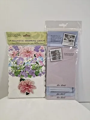 Set Of 2 Magnetic Notepads Shoping List To Do List Go Girl And Flowers B6i • $10
