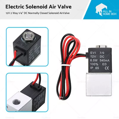 $15.99 • Buy 12V 2 Way 1/4  DC Electric Solenoid Air Valve Normally Closed Solenoid AirValve