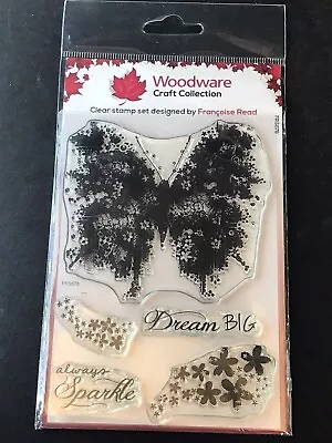 £3.50 • Buy Woodware Clear Stamp Set, Butterfly Sparkle Large Floral Butterfly Dream Big Etc