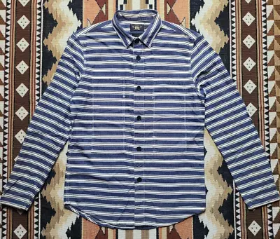 Double RL RRL Ralph Lauren Indigo Striped Cotton Wabash Workshirt Shirt • $75