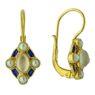 Blue Moon 14k Gold Earrings : Museum Of Jewelry • $404.95