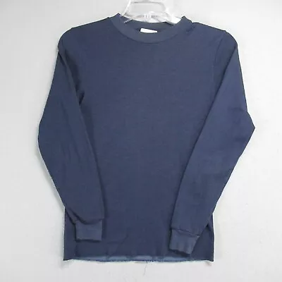 Vtg Sears Melton Sweater Mens M Blue 60s Wool Blend Long Sleeve Thermal USA Made • $14.96