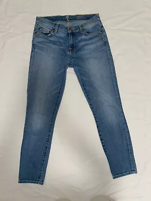 7 For All Mankind Womens Cropped Gwenevere Blue Jeans Size 26 • $18.99